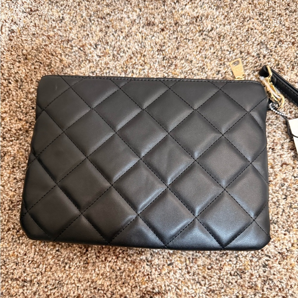 Steve Madden Black Quilted Wristlet with Gold Accents - Picture 2 of 2